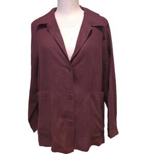 Sandro Ferrone 100% Linen Boxy Jacket in Burgundy Dark-Red, Italy Size 48, US L